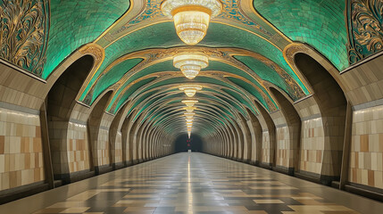 Poster - A perfectly symmetrical underground subway entrance
