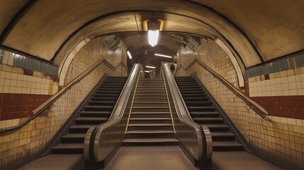 Poster - a perfectly symmetrical underground subway entrance