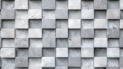 Poster - Abstract grey stone cubes texture seamless pattern background 3d art wall gray tile block style decor