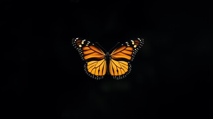 Poster - A single butterfly in the center of a completely black screen.