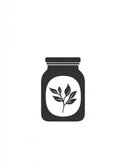 Poster - Elegant minimalist spice jar logo featuring a black and white design for herbal branding in a simple yet sophisticated style