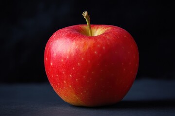 Aufkleber - Fresh red apple shines on dark surface showcasing vibrant colors and smooth texture