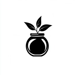 Poster - Elegant minimalist spice jar logo featuring black and white design with herbal elements to enhance branding appeal