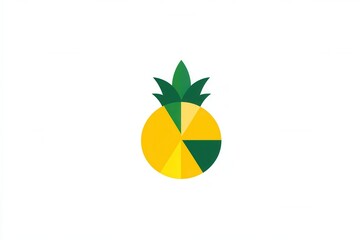 Aufkleber - Minimalistic pineapple logo showcasing geometric abstraction in bright yellow green colors ideal for tropical vibes and modern branding concepts