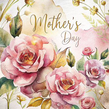 Vintage inspired Mother’s Day card with roses and gold accents
