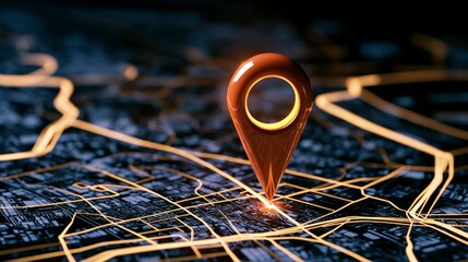 Fototapete - 3D Map Pin  City Navigation  Location  GPS  Pointer