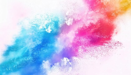 Aufkleber - vibrant explosion of colorful powder in blue, pink, and yellow on white background, perfect for creative design and artistic projects

