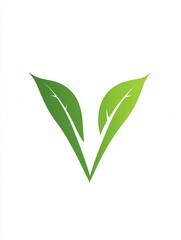 Aufkleber - Vegetarian food logo showcasing a clean green letter V with integrated leaves representing healthy lifestyle branding