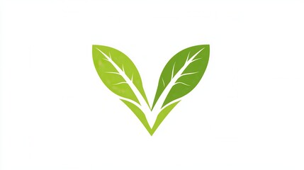 Aufkleber - Vegetarian food logo featuring a clean green V design integrated with leaves for healthy lifestyle branding and awareness