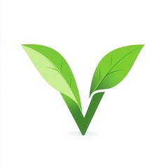 Poster - Logo design featuring a clean green V integrated with leaves for healthy vegetarian lifestyle branding