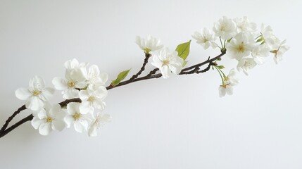 Poster - A single cherry blossom branch against a plain white background.