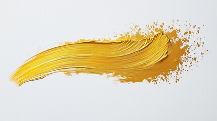 Poster - A single golden brushstroke across a pure white canvas.