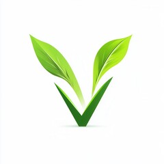 Poster - Clean green vegetarian food logo with integrated leaves symbolizing a healthy lifestyle choice