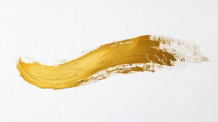 Poster - A single golden brushstroke across a pure white canvas.