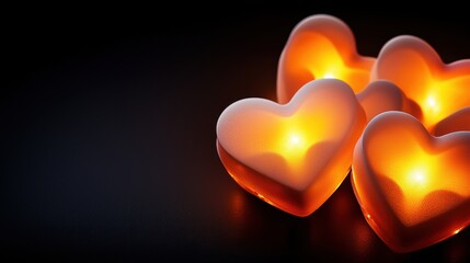 Poster - Glowing Heart Shaped Lights Casting a Warm Ambience in a Dark Setting