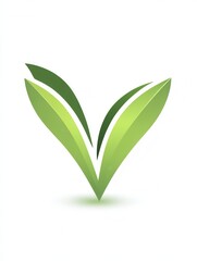Poster - Vegetarian food logo featuring a clean green V design with integrated leaf elements promoting healthy lifestyle branding