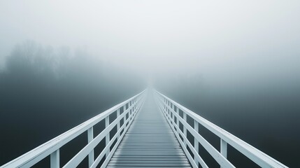 Poster - A white bridge extending into an endless mist