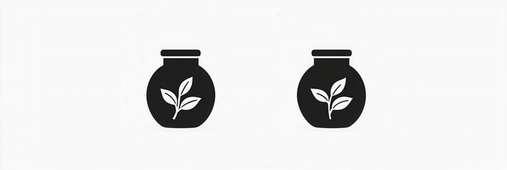 Poster - Minimalist black and white spice jar logo showcasing elegant herbal branding suitable for a modern kitchen or culinary business concept