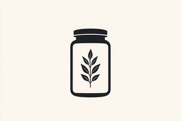 Poster - Elegant minimalist spice jar logo featuring simple black and white design ideal for herbal branding and culinary applications
