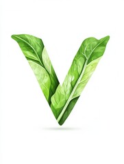 Aufkleber - Green vegetarian logo featuring a clean and vibrant letter V integrated with fresh leaves representing a healthy lifestyle and plant based living