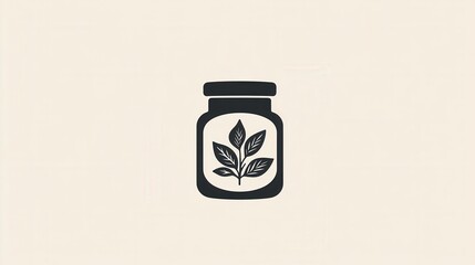 Poster - Minimalist black and white spice jar logo features elegant herbal branding for culinary design applications and product identity