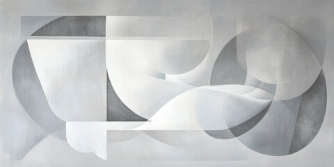 Poster - Geometric Harmony: A minimalist artwork composed of overlapping geometric shapes and soft curves, creates a soothing aesthetic