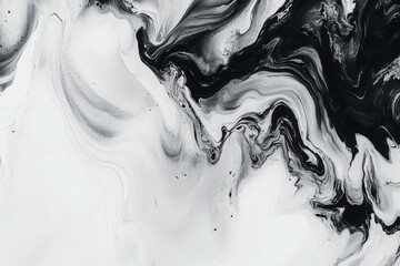 Poster - monochromatic marble abstract: a captivating abstract design featuring fluid swirls of black and gra