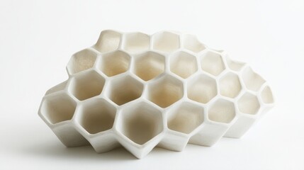 Poster - Honeycomb Structure Sculpture: An intricate, modern sculpture of a honeycomb structure, showcasing the geometric beauty of repeating hexagonal cells with delicate shadows.