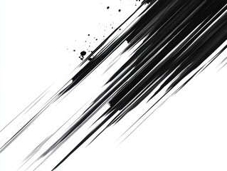 Poster - abstract brush strokes: dynamic black brush strokes streak across the canvas, creating a sense of mo