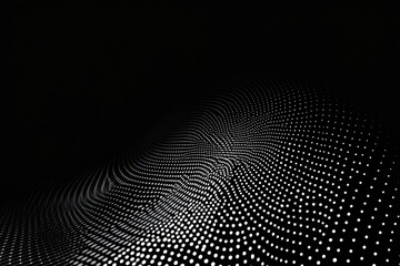 Fototapete - Dots in the Dark: An abstract digital representation of a 3D waveform, rendered as a constellation of glowing points against a dark, expansive backdrop
