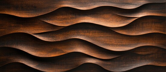Leinwandbilder - Textured dark wood panel background with wavy grooves in rich brown and deep mahogany tones creating depth and elegance for design purposes