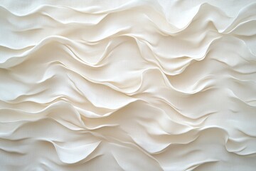 Poster - Ethereal Waves: An artistic macro shot reveals flowing, wave-like forms sculpted from a delicate, creamy fabric. Capturing the interplay of light and shadow, and textures