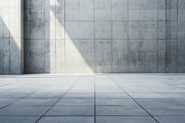 Poster - concrete architecture: a minimalist, modern interior space defined by a striking interplay of light 