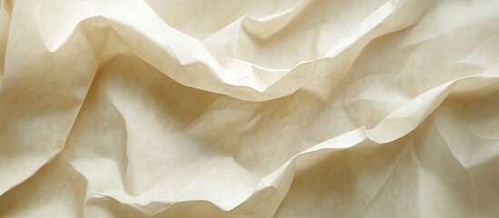 Poster - Crumpled beige paper texture with soft, flowing waves creating a subtle vintage effect, ideal for backgrounds and artistic designs.