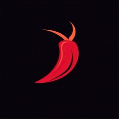 Poster - Modern chili pepper logo featuring sleek and bold red color with minimalist fire icon for branding and culinary projects