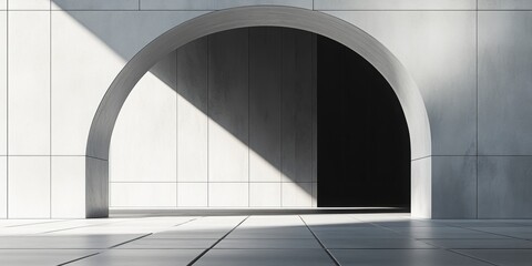 Poster - modern architectural arc: this image captures a minimalist composition with a central archway, playi