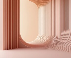 Poster - Abstract Architectural Forms: An abstract architectural composition features flowing, curved lines and a minimalist aesthetic, casting soft shadows across the space, creating a sense of depth.
