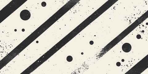 Poster - Geometric Diagonal Lines & Spots: A modern abstract pattern features bold diagonal lines complemented by scattered spots, creating a striking visual contrast with artistic detail.