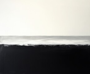 Poster - Abstract Horizon in Monochromatic Tones: A minimalist abstract composition with a defined horizon line, showcasing a bold contrast between three distinct bands of color.
