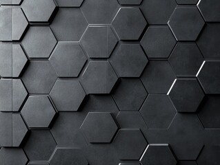 Poster - geometric harmony: a striking close-up of a modern wall, comprised of hexagonal tiles, each meticulo