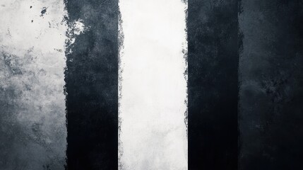 Poster - Monochromatic Abstraction: A stark, textured abstract image featuring bold vertical stripes of varying tones of gray and white, creating a dynamic visual rhythm