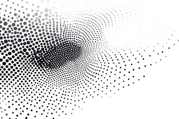 Poster - Swirling Dots: A dynamic, abstract composition of countless black dots forming a mesmerizing vortex-like pattern against a seamless background.