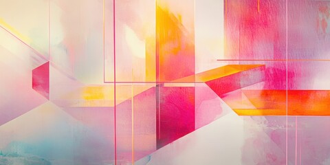 Poster - abstract geometric composition: a vibrant and dynamic abstract composition, featuring a play of inte