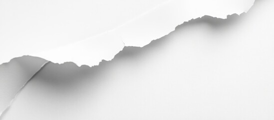 Poster - Torn white paper texture with soft shadows, showcasing smooth curves and subtle variations in white tones, positioned along the bottom edge of the image.