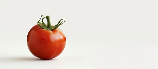 Poster - Fresh ripe red tomato positioned on a clean white background with ample negative space on the left inviting creative copy and design elements.