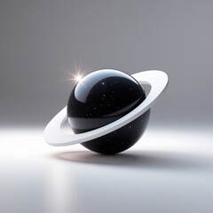 Wall Mural - Dark Sphere with White Rings Orbiting in Space, 3D Render