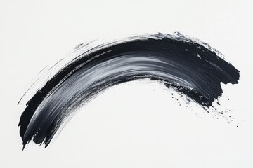 Poster - black paint stroke: a bold, arcing brushstroke of dark paint across a textured surface, a dynamic di
