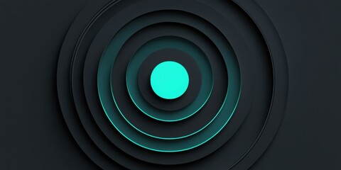 Poster - Abstract Concentric Circles: A mesmerizing design featuring concentric circles in shades of black and a vibrant blue central point, creating a sense of depth and visual rhythm.