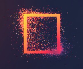 Poster - Geometric Burst: A vibrant geometric square is brought to life with a dynamic explosion of tiny, colorful particles against a contrasting background.