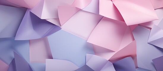Poster - Abstract pastel paper texture with overlapping shades of purple, pink, and lavender in a dynamic layered composition for elegant backgrounds.